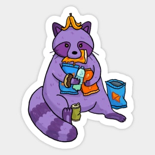 Trash panda eating snacks Sticker